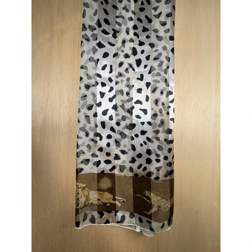 Manlio Bonetti Animal Print- Paris Scarf Yellow -Leopard Zebra Cheetah Graphic